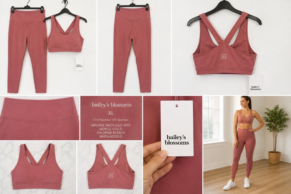Bailey’s Blossoms Women’s XL 2-Piece Activewear Set – Dusty Rose/Pink
